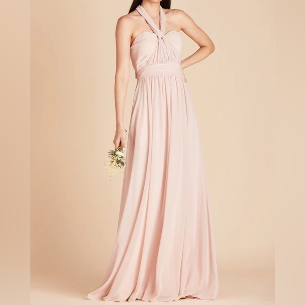 NWT Birdy Grey Grace Convertible Dress Chiffon Pale Blush Pink Slit Small